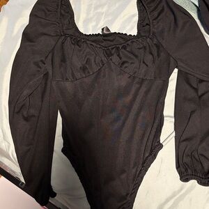 SHEIN Black Long Sleeve Bodysuit